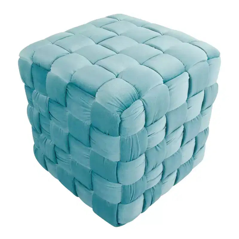 Pouf ottomano quadrato in velluto intrecciato da 16"