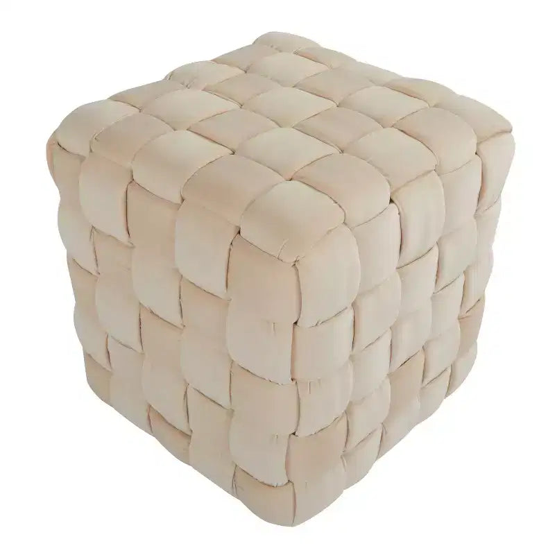 Pouf ottomano quadrato in velluto intrecciato da 16"
