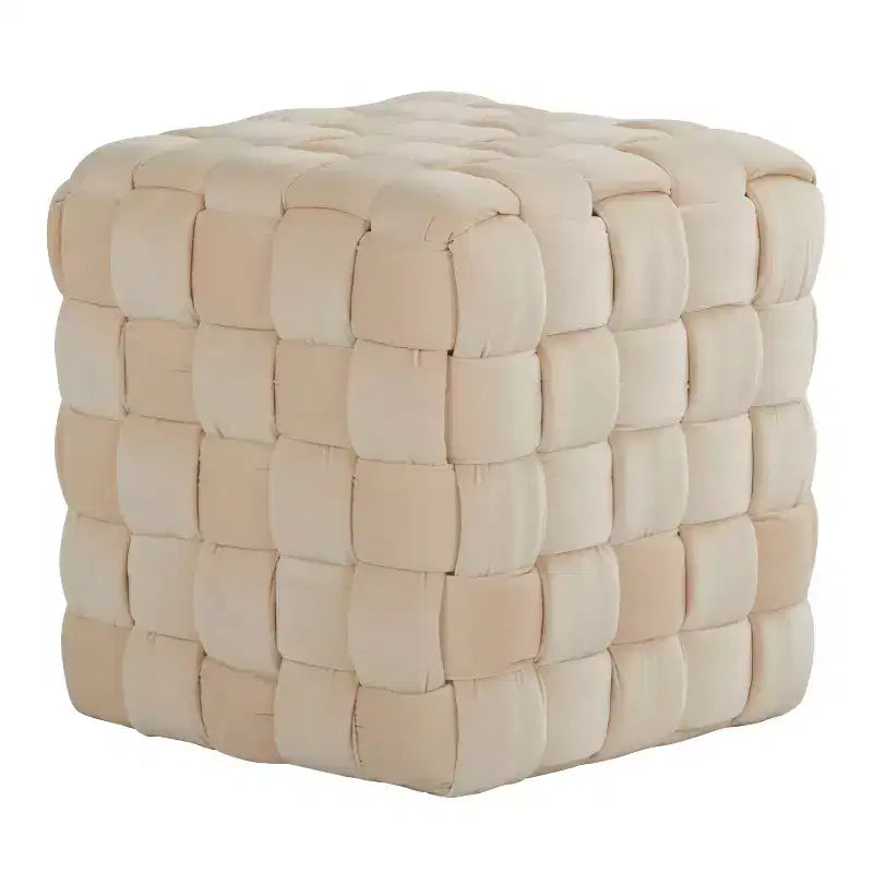Pouf ottomano quadrato in velluto intrecciato da 16"
