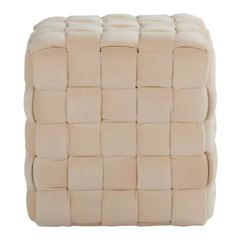 Pouf ottomano quadrato in velluto intrecciato da 16"