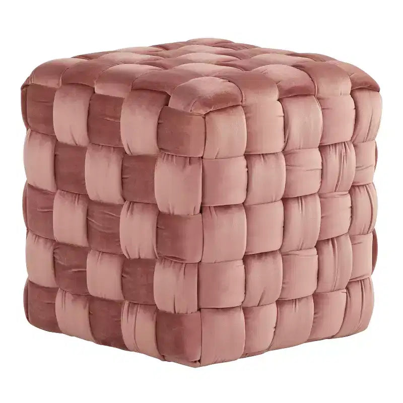 Pouf ottomano quadrato in velluto intrecciato da 16"