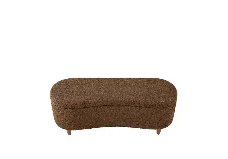 Panca pouf contenitore imbottita in tessuto bouclé da 48" con gambe in legno