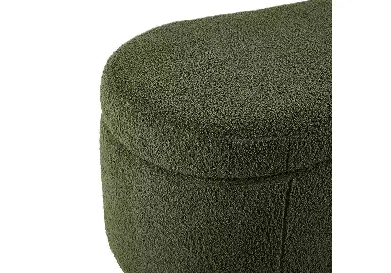 Panca pouf contenitore imbottita in tessuto bouclé da 48" con gambe in legno