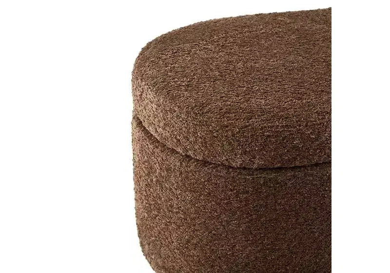 Panca pouf contenitore imbottita in tessuto bouclé da 48" con gambe in legno