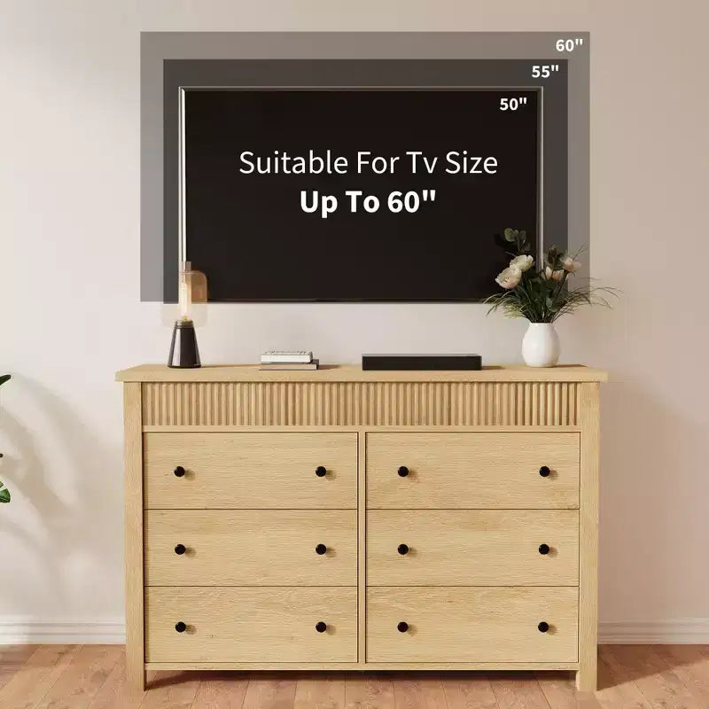 Cassettiera in legno a 6 o 7 cassetti con pannelli scanalati, organizer contenitore per soggiorno o camera da letto