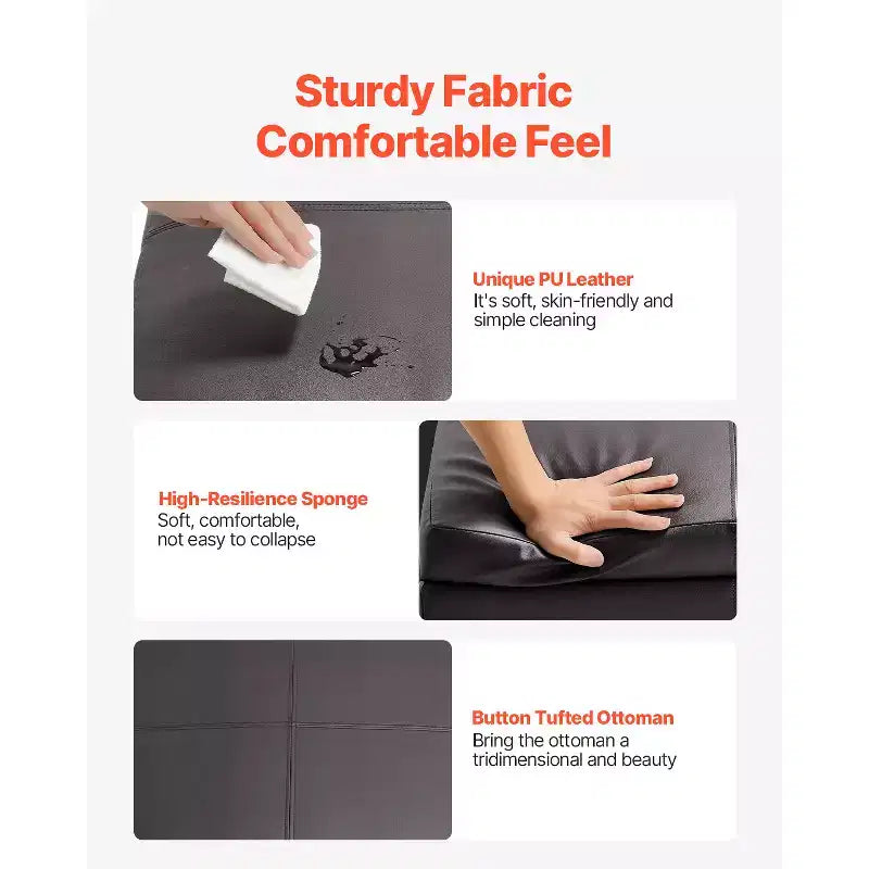 Pouf contenitore quadrato da 71 cm con coperchio ribaltabile, rivestito in pelle PU, marrone scuro