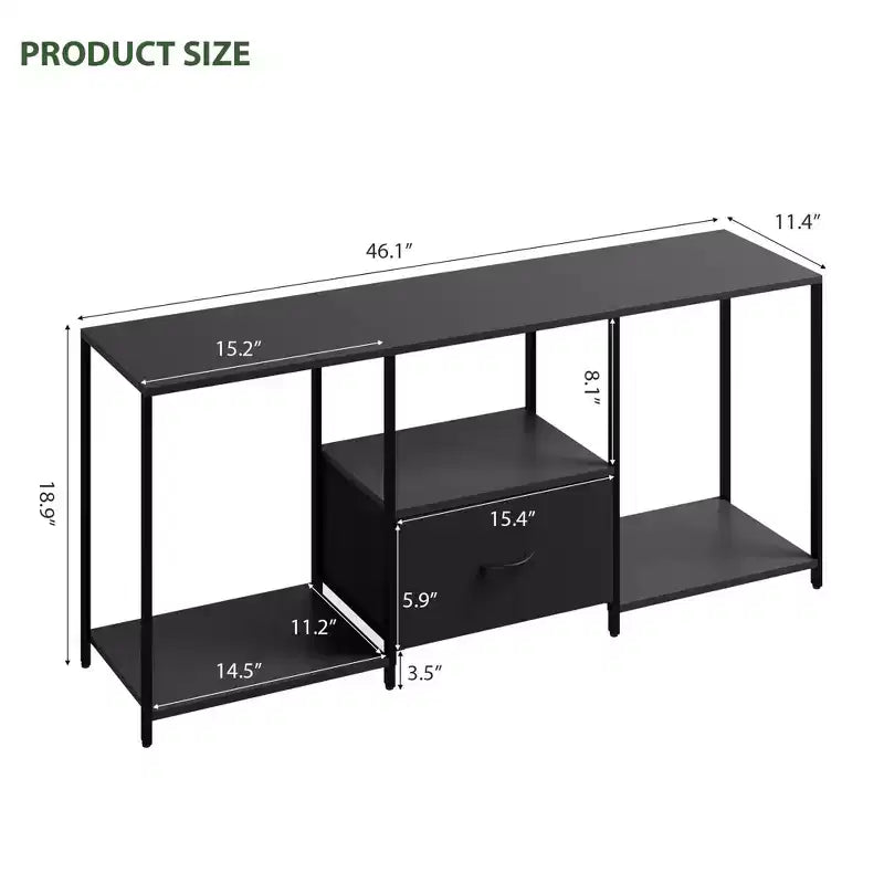 Mobile TV in Metallo e Tessuto con Ripiani Aperti e Cassetto