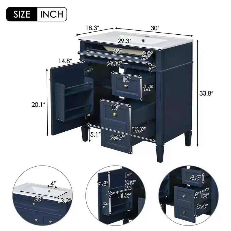 Mobile bagno da 76 cm con lavabo e specchiera