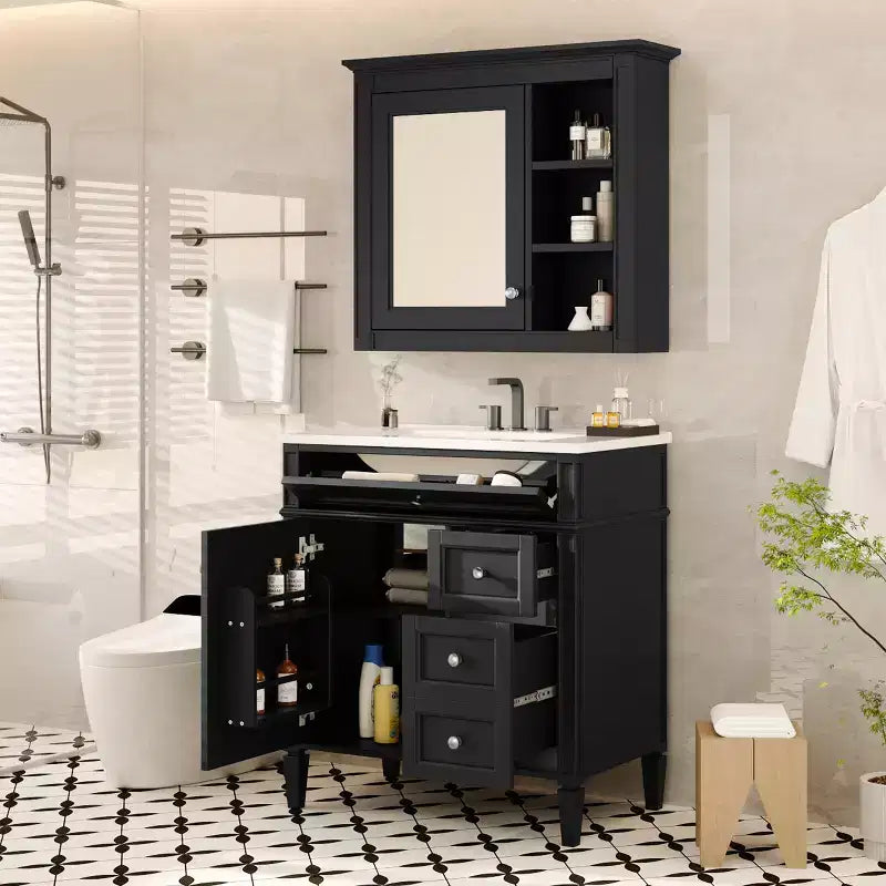 Mobile bagno da 76 cm con lavabo e specchiera