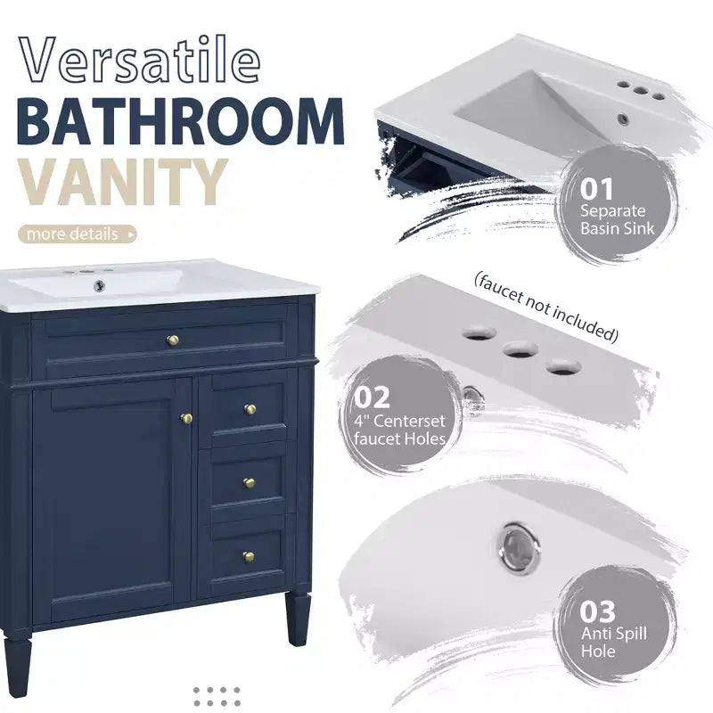 Mobile bagno da 76 cm con lavabo e specchiera