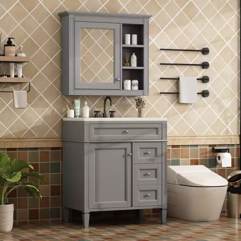 Mobile bagno da 76 cm con lavabo e specchiera