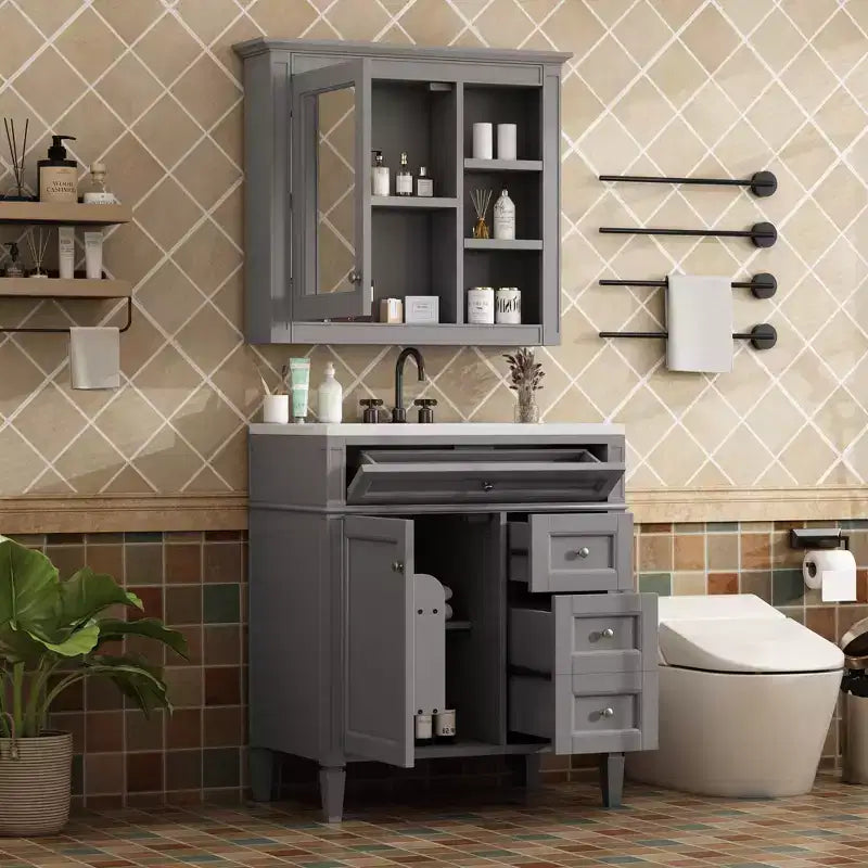 Mobile bagno da 76 cm con lavabo e specchiera