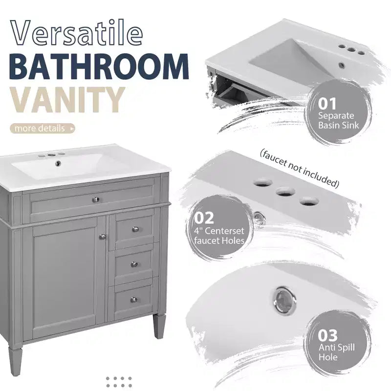 Mobile bagno da 76 cm con lavabo e specchiera