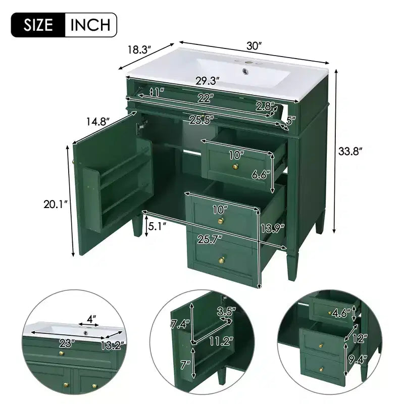 Mobile bagno da 76 cm con lavabo e specchiera