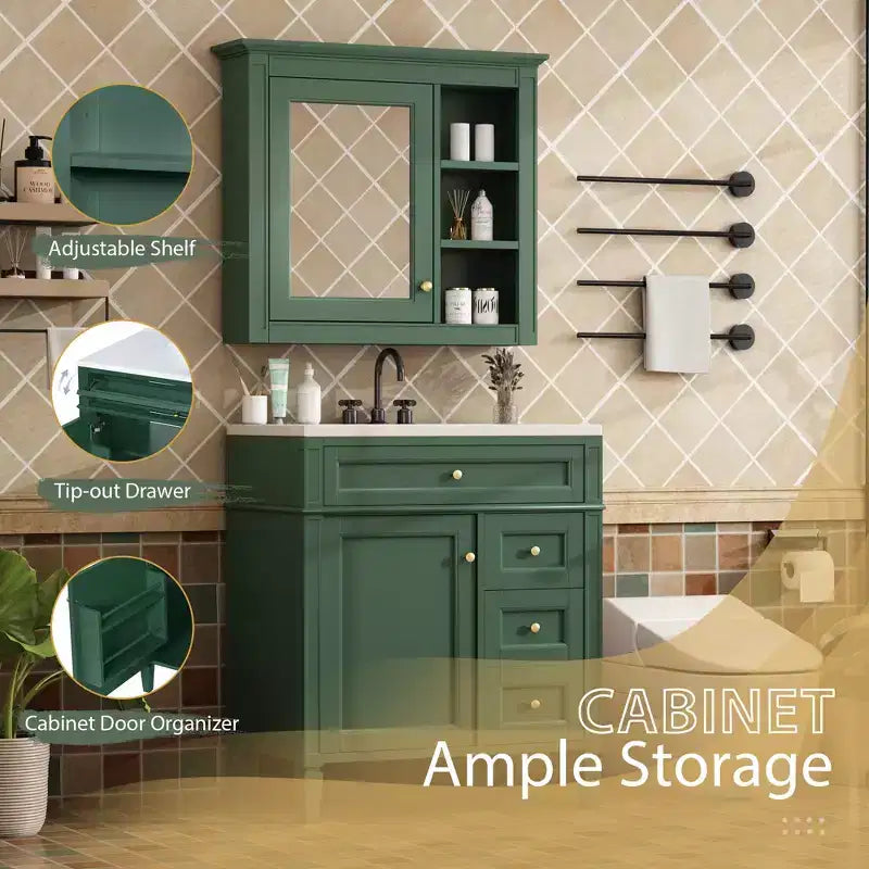 Mobile bagno da 76 cm con lavabo e specchiera