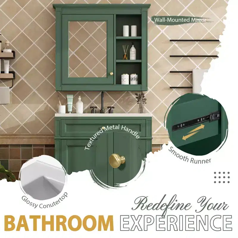 Mobile bagno da 76 cm con lavabo e specchiera