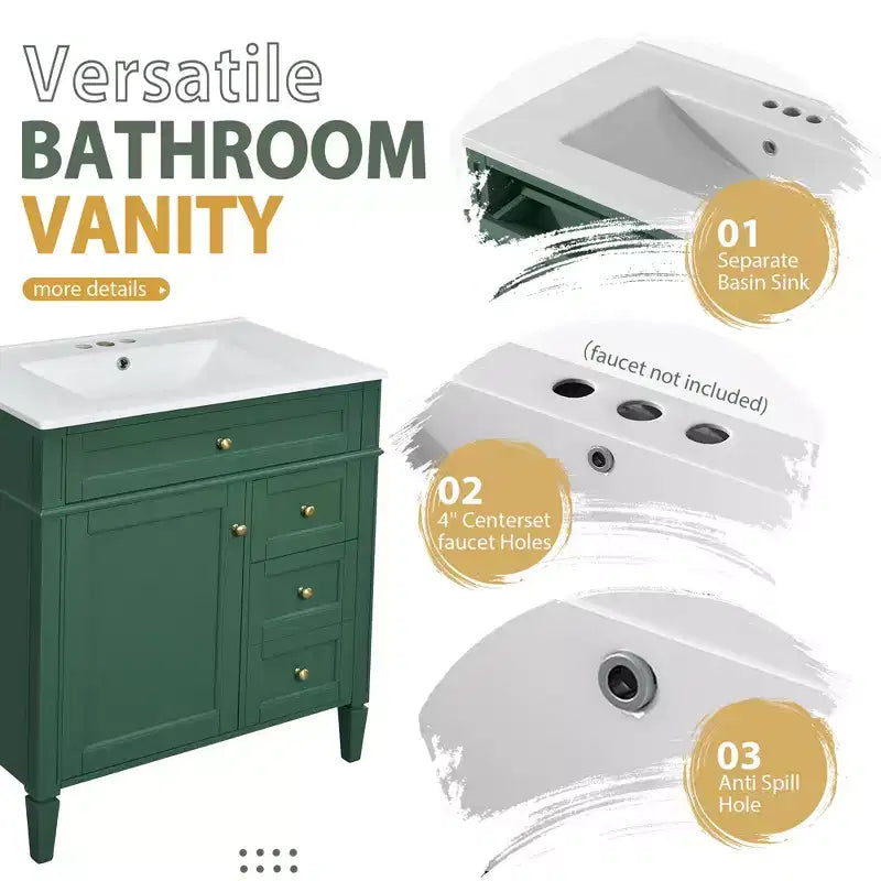 Mobile bagno da 76 cm con lavabo e specchiera