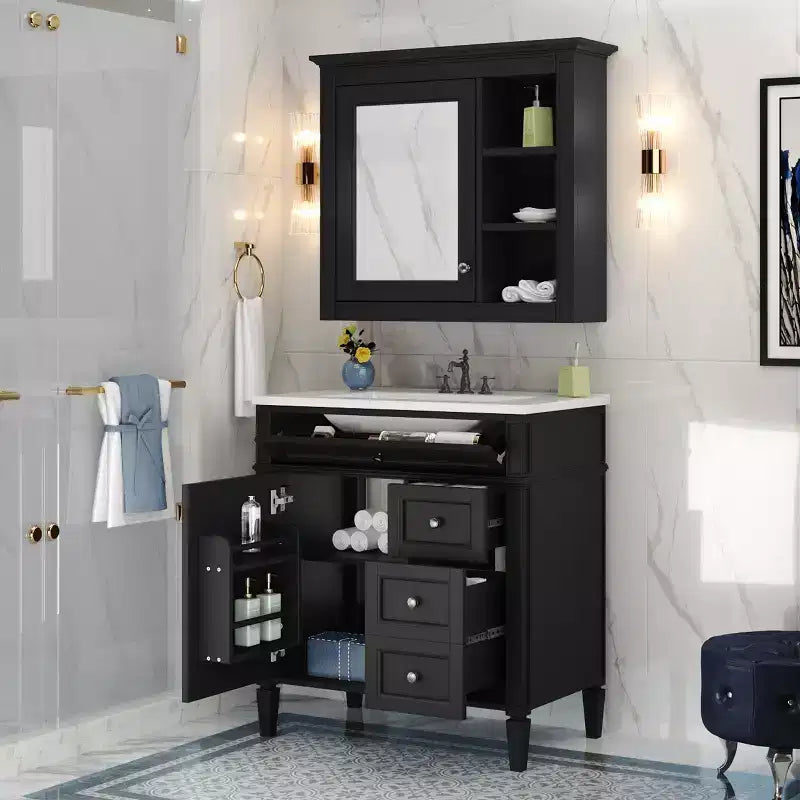 Mobile bagno da 76 cm con lavabo e specchiera