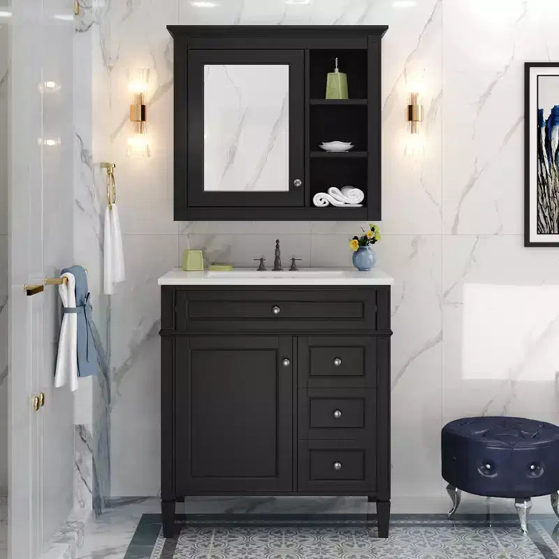 Mobile bagno da 76 cm con lavabo e specchiera