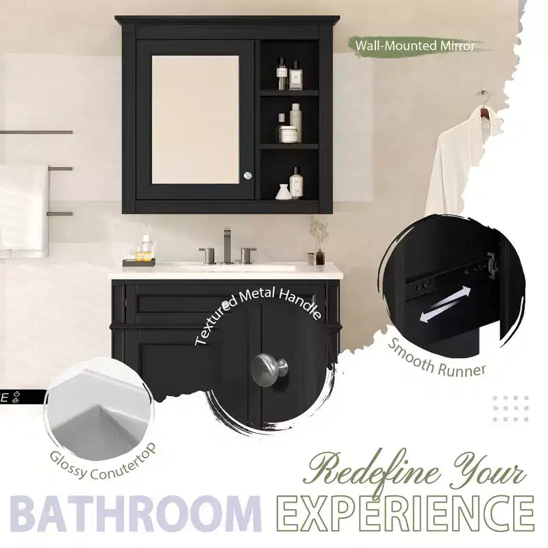Mobile bagno da 76 cm con lavabo e specchiera