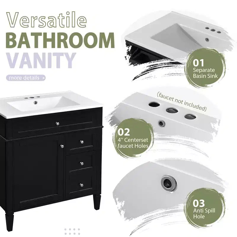 Mobile bagno da 76 cm con lavabo e specchiera