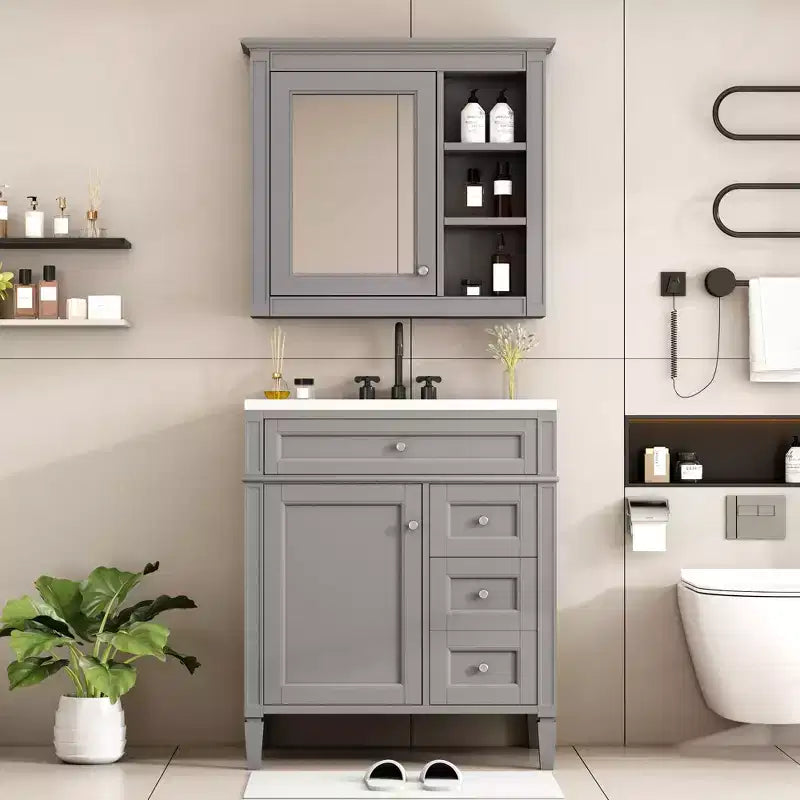 Mobile bagno da 76 cm con lavabo e specchiera